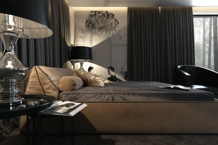 meubles-luxe-chambre-noir-marron