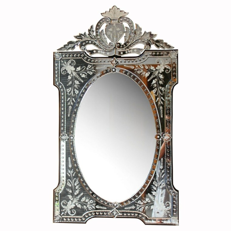 miroir ancien vénitien pour mur orné manière exceptionnelle