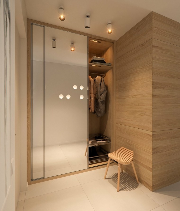 appartement idée aménager espace tabouret bois porte coulissante