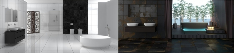 salle de bains design moderne idée aménager espace noir blanc