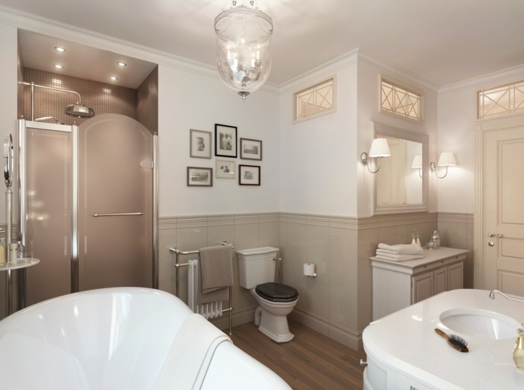 salle de bain taupe et blanc moderne