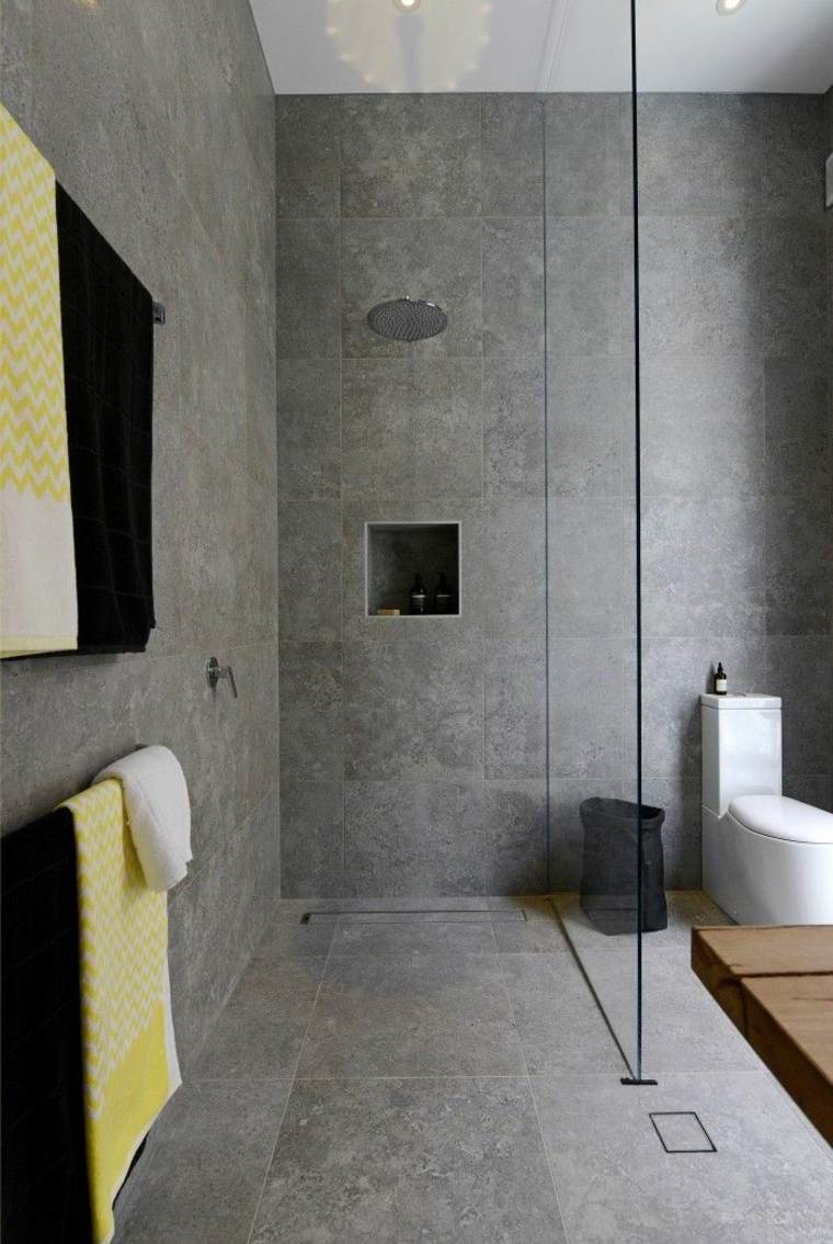 salle de bains murs idée cabine de douche ouverte design tendance douche italienne