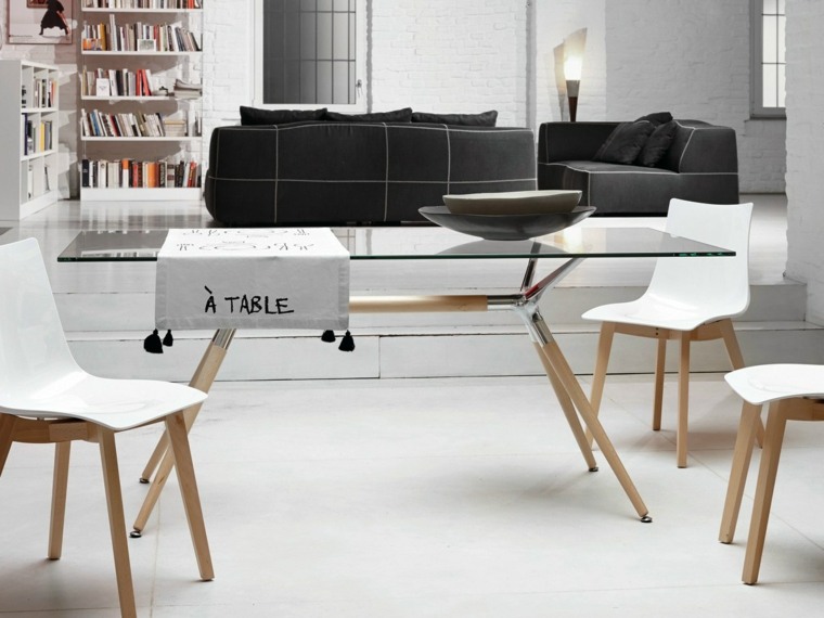photo table contemporaine rectangulaire salon deco verre
