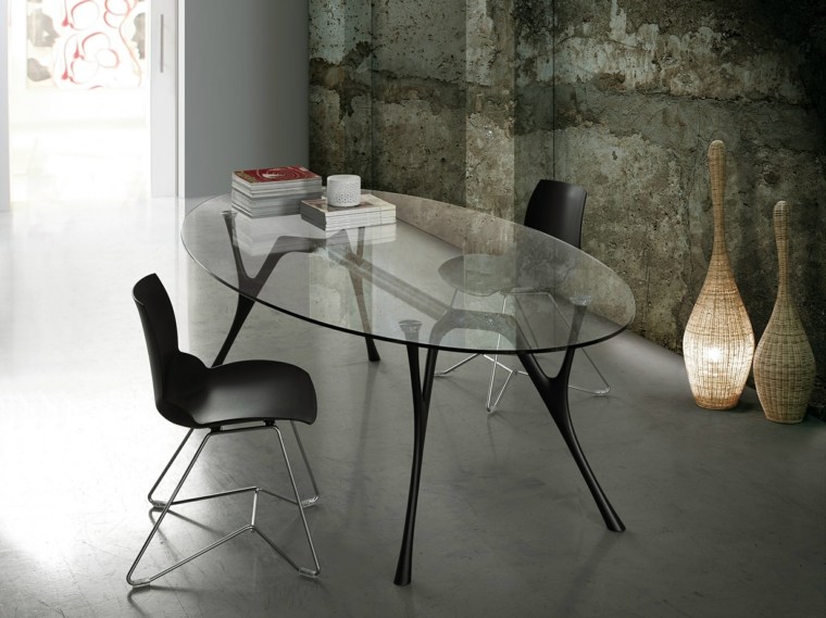 table ovale surface transparente style contemporain design