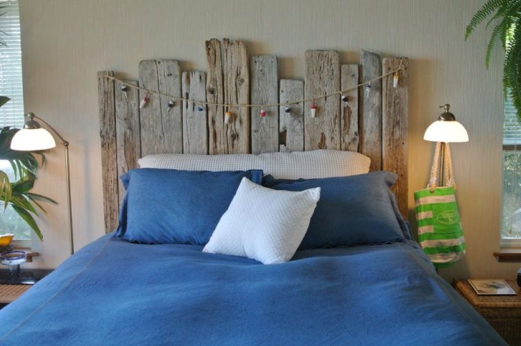 tête de lit bois flotté image decoration chambre style bord de mer