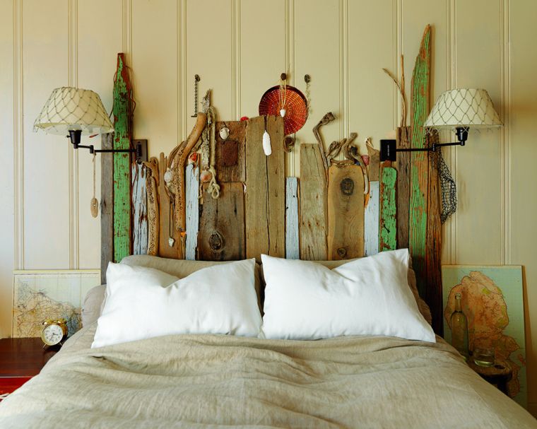 tête de lit bois flotté decoration interieur style bord de mer