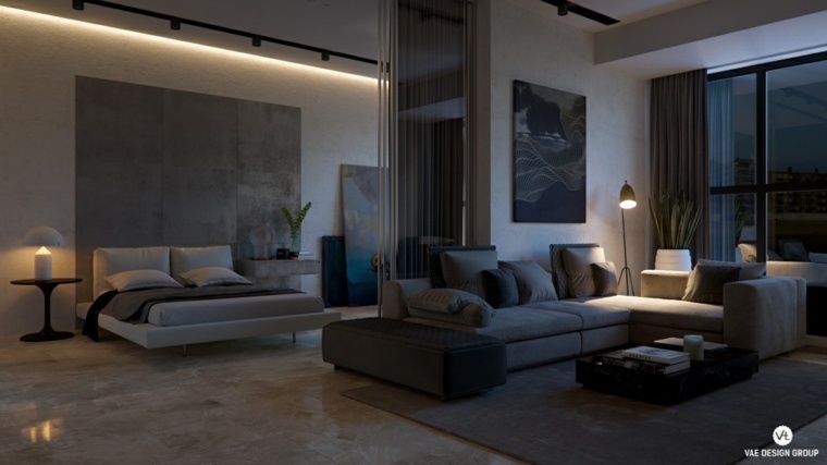 aménager un petit appartement design idée canapé gris