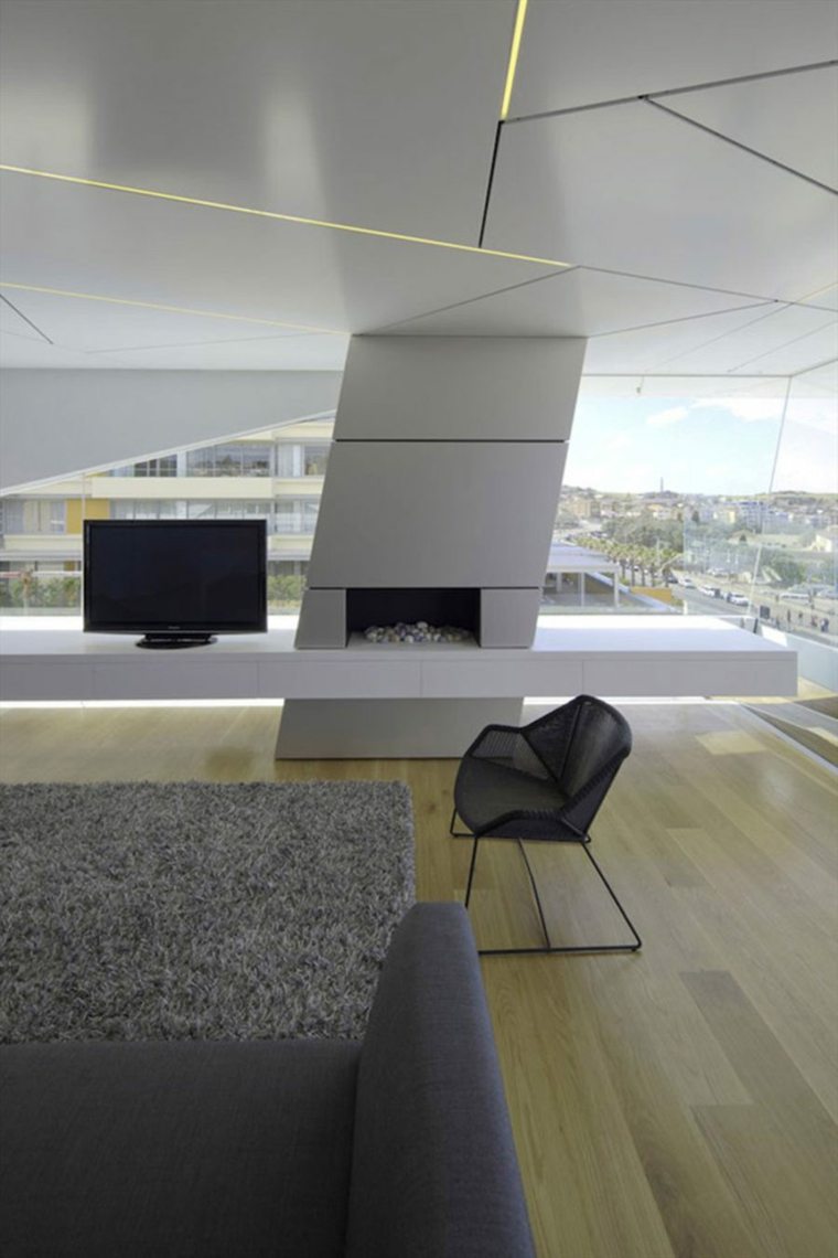 luminaire moderne plafond bande aménagement salon design