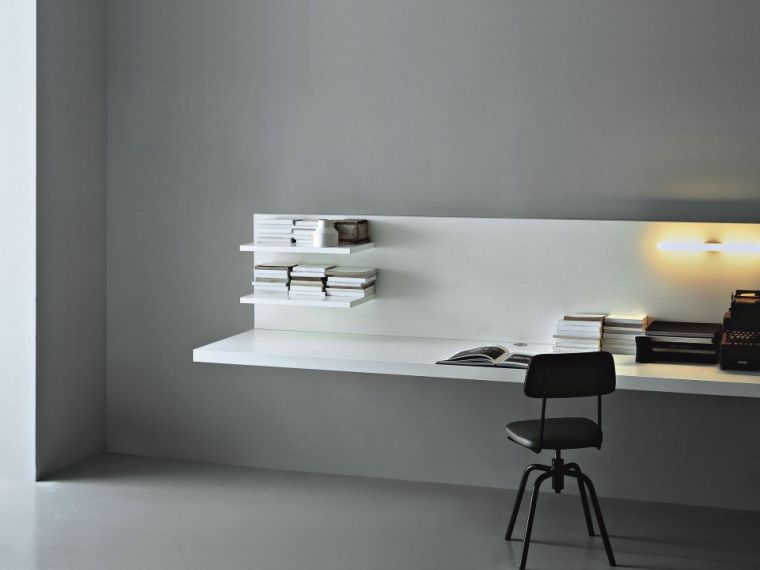table bureau mural blanc meuble suspendu table decoration espace de travail