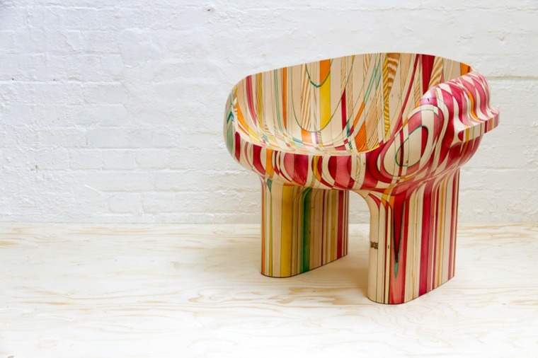 chaise contemporaine couleurs joie bois salon