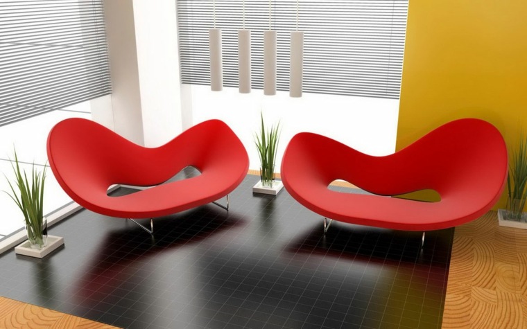 chaises rouge salon maison design innovation