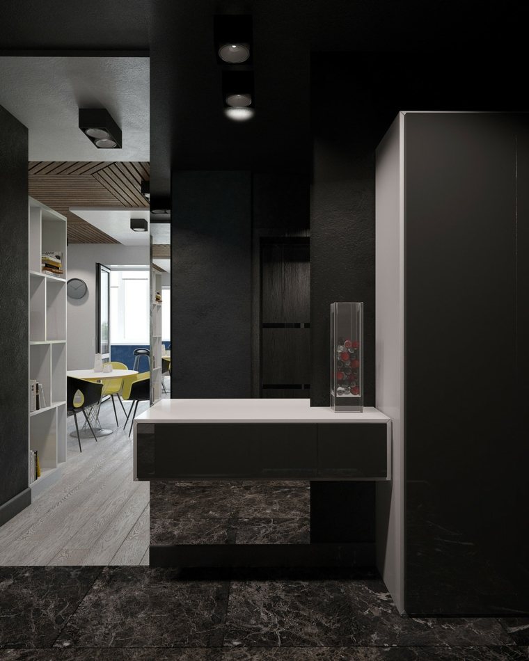 design intérieur marbre noir toilettes aménager espace idées