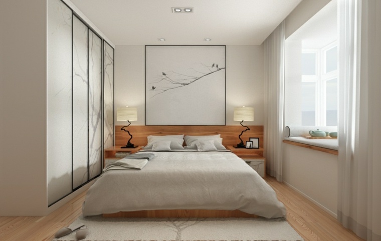 chambre à coucher zen bois design déco mur idée tapis de sol