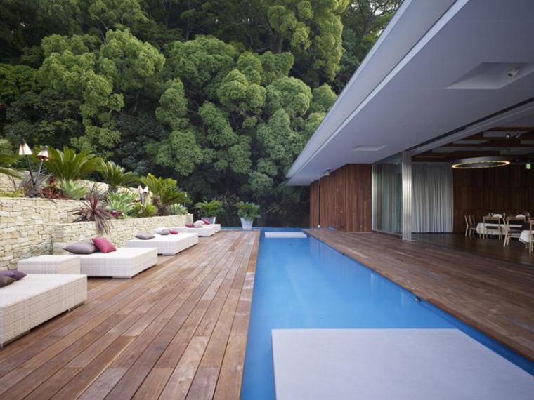 couloirs de nage deco terrasse bois decking jardin extérieur moderne