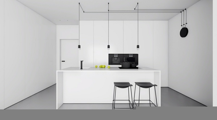 cuisine moderne design intérieur idée luminaire suspension