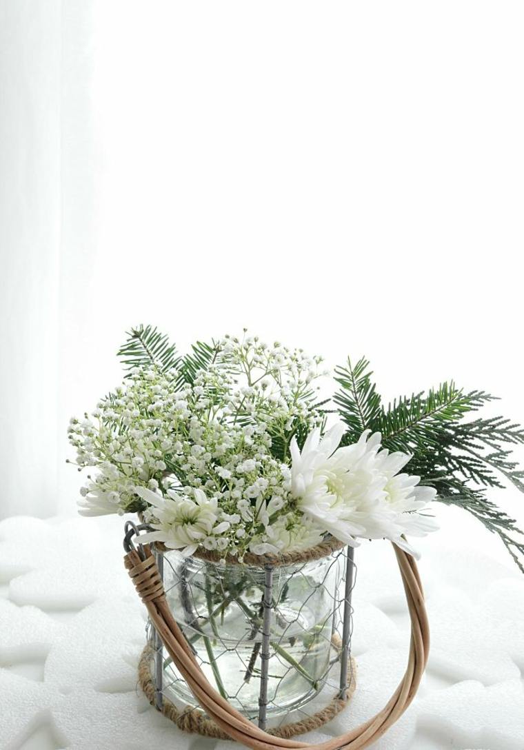 vase noel decoration de table noel vase fleur blanc