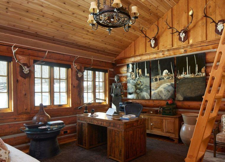 style chalet montagne decoration bois espace de travail ambiance cosy