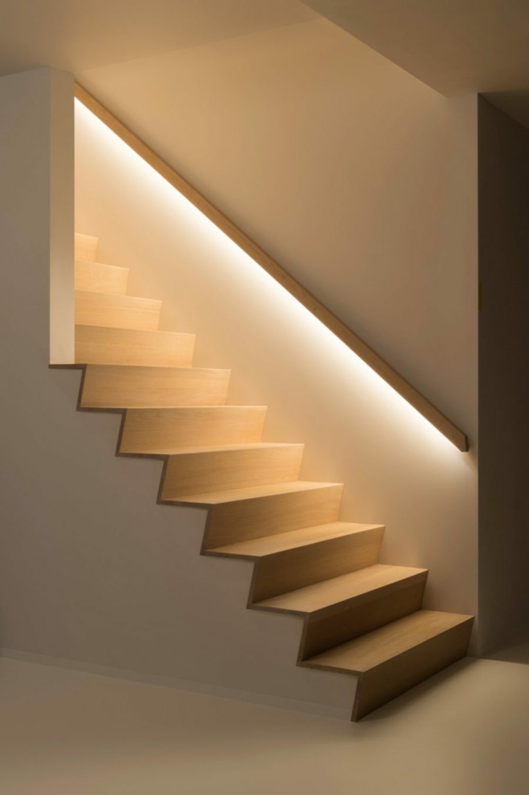 eclairage escalier moderne led marches rampe interieur