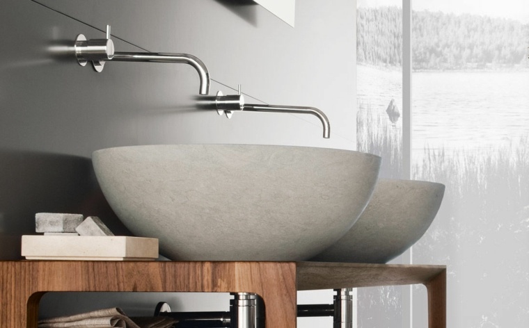 vasque bois salle de bain pierre naturelle lavabo design intérieur moderne