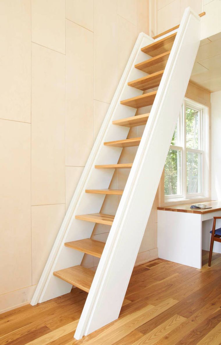 escalier gain de place petites marches decoration bois couleur blanche