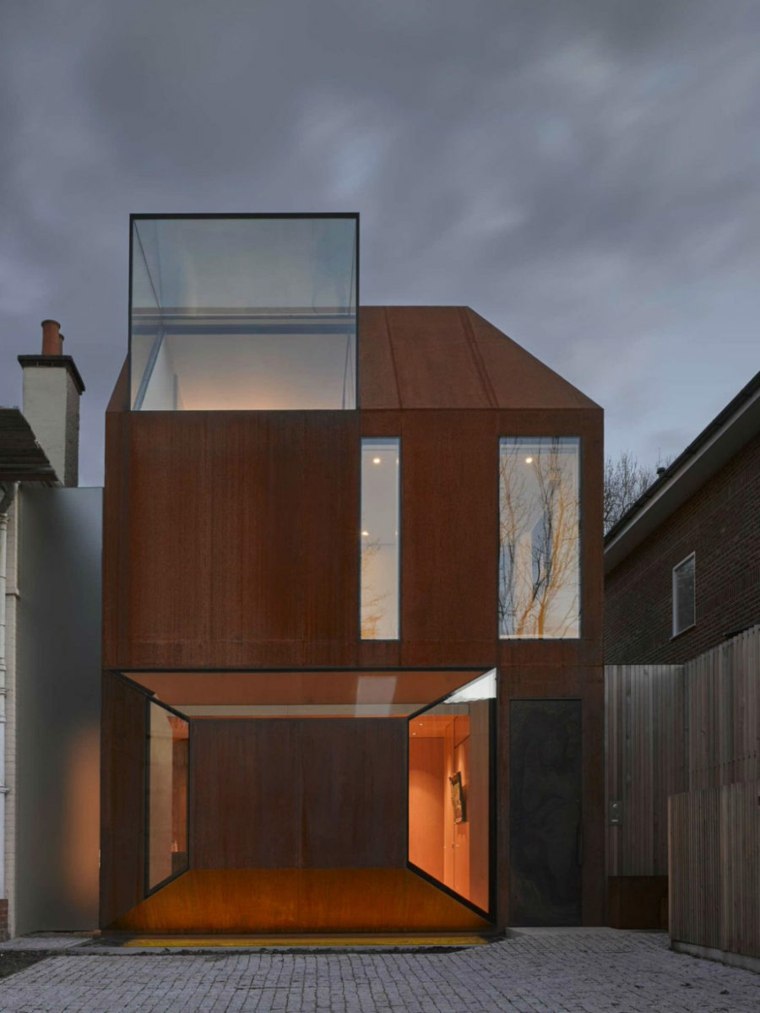 fenetre contemporaine design maison architecture acier corten effet rouille 