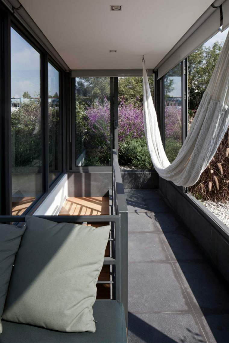 hamac d'intérieur laine idée suspension balcon banc extérieur