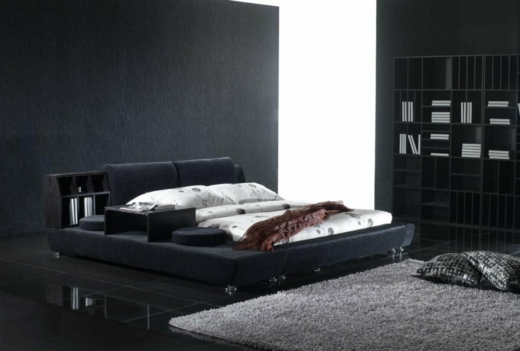 lit au sol IKEA chambre noir gris