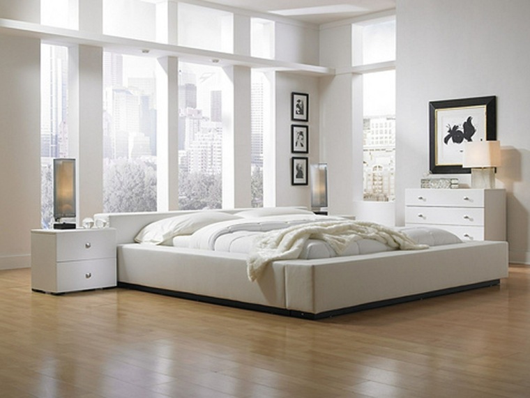 lit au sol chambre à coucher élégante blanc