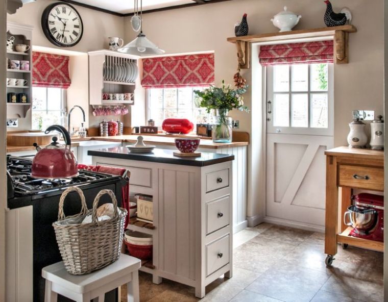 exemple petite cuisine decoration rustique meuble bois style anglais cottage