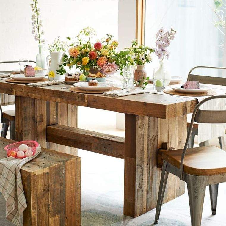 modele petite table rustique bois massif exterieur interieur bancs bois