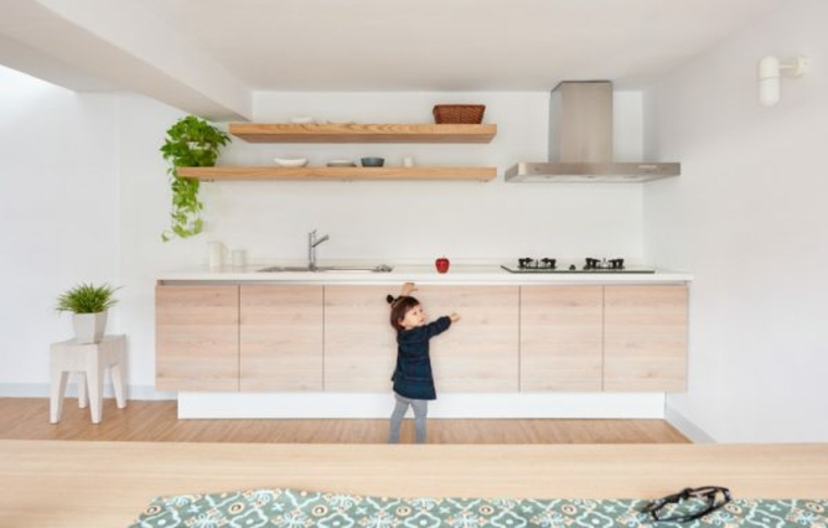 idee cuisine meuble bas bois design interieur minimaliste zen