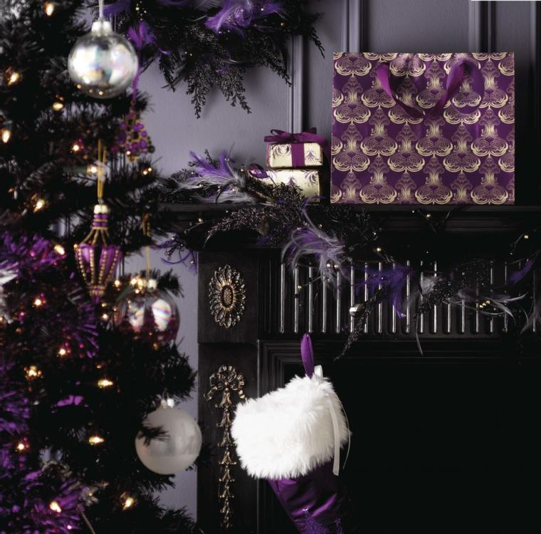 préparer Noël deco violet sapin noir tendance decoration fete