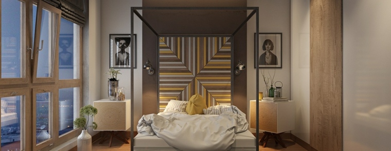 design idée moderne intérieur chambre déco mur cadres bois idées