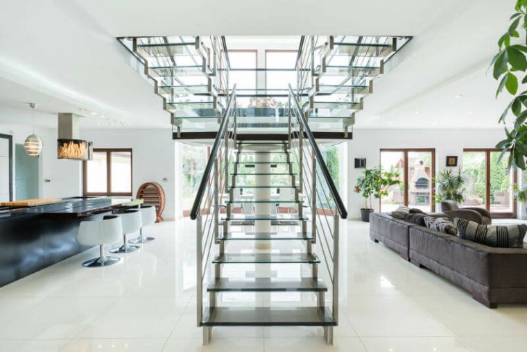 rampe d'escalier verre design interieur contemporain
