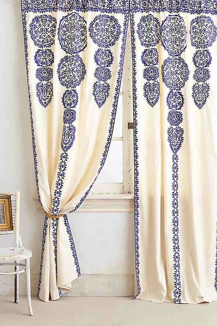 rideau exotique motif bleu deco chic boheme style oriental