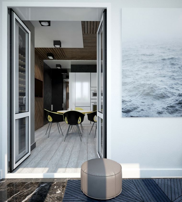 design intérieur moderne balcon idée salle à manger chaises déco mur