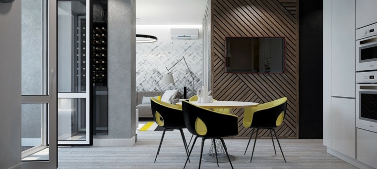 design moderne intérieur salle à manger table ronde parquet bois