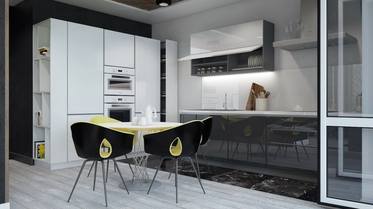 salle à manger design moderne espace idée intérieur armoires de cuisine grises