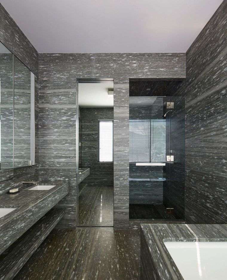 salle de bain chalet de montagne deco de luxe revtement mur pierre grise