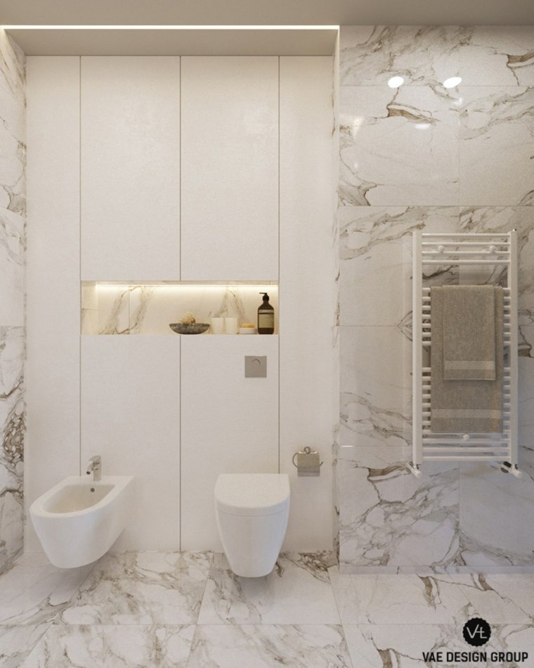 design intérieur moderne marbre idée toilettes suspendues