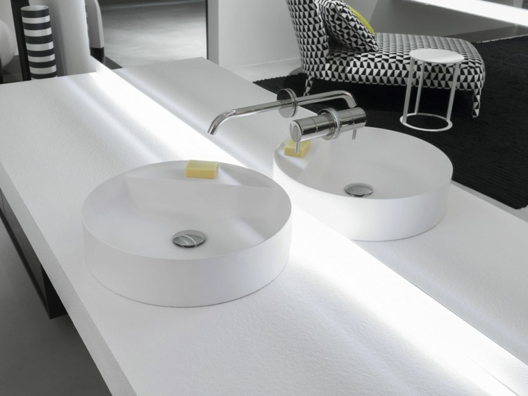 lavabo moderne design idée plan de travail salle de bains