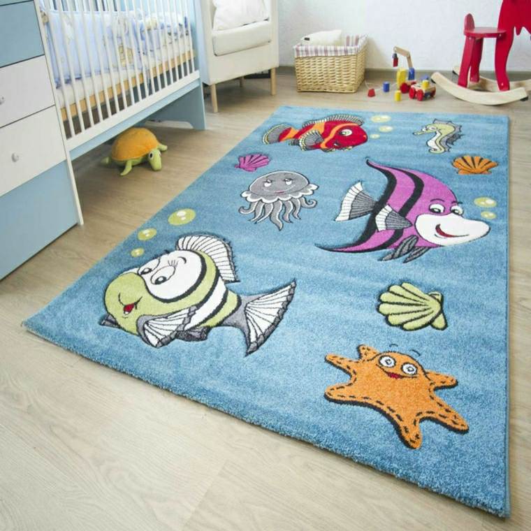 tapis chambre bébé poissons fond mer