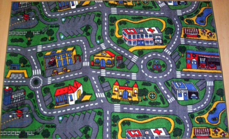 tapis pour enfant carte routes ville