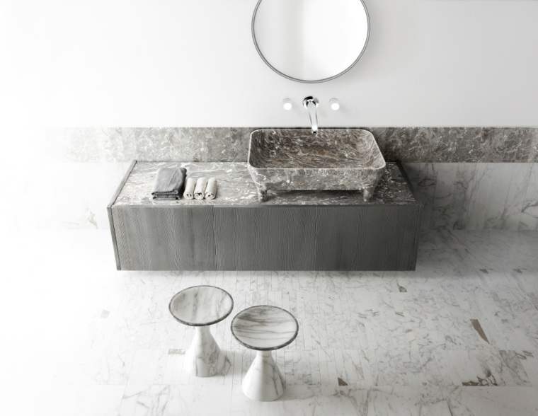 vasque marbre plan de travail salle de bains design revêtement sol marbre