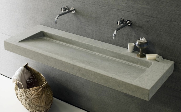 vasque pierre naturelle plan de travail design intérieur moderne pierre salle de bain