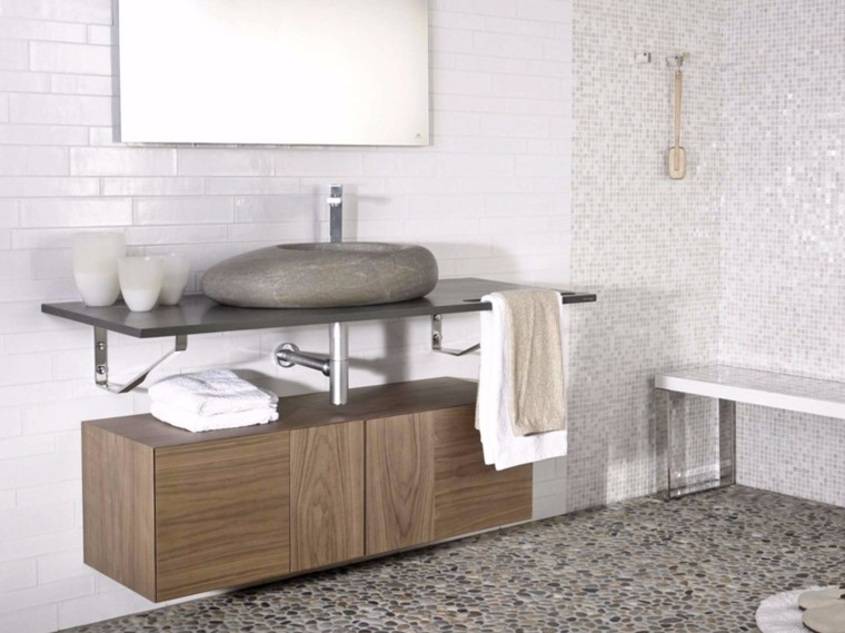 design salle de bains moderne vasque pierre meuble bois salle de bains