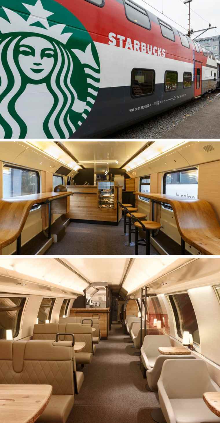 Wagon café starbucks train Suisse idée originale