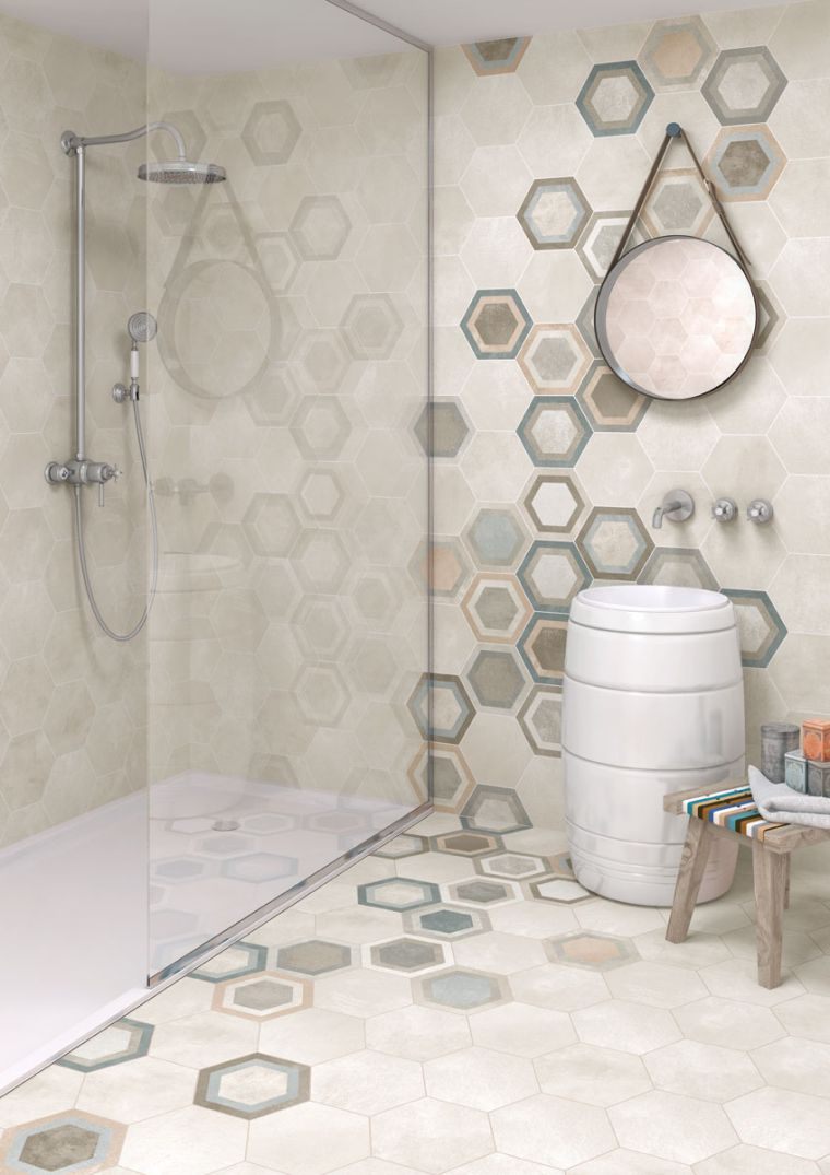 carrelage grès cérame design moderne revetement salle de bain photos