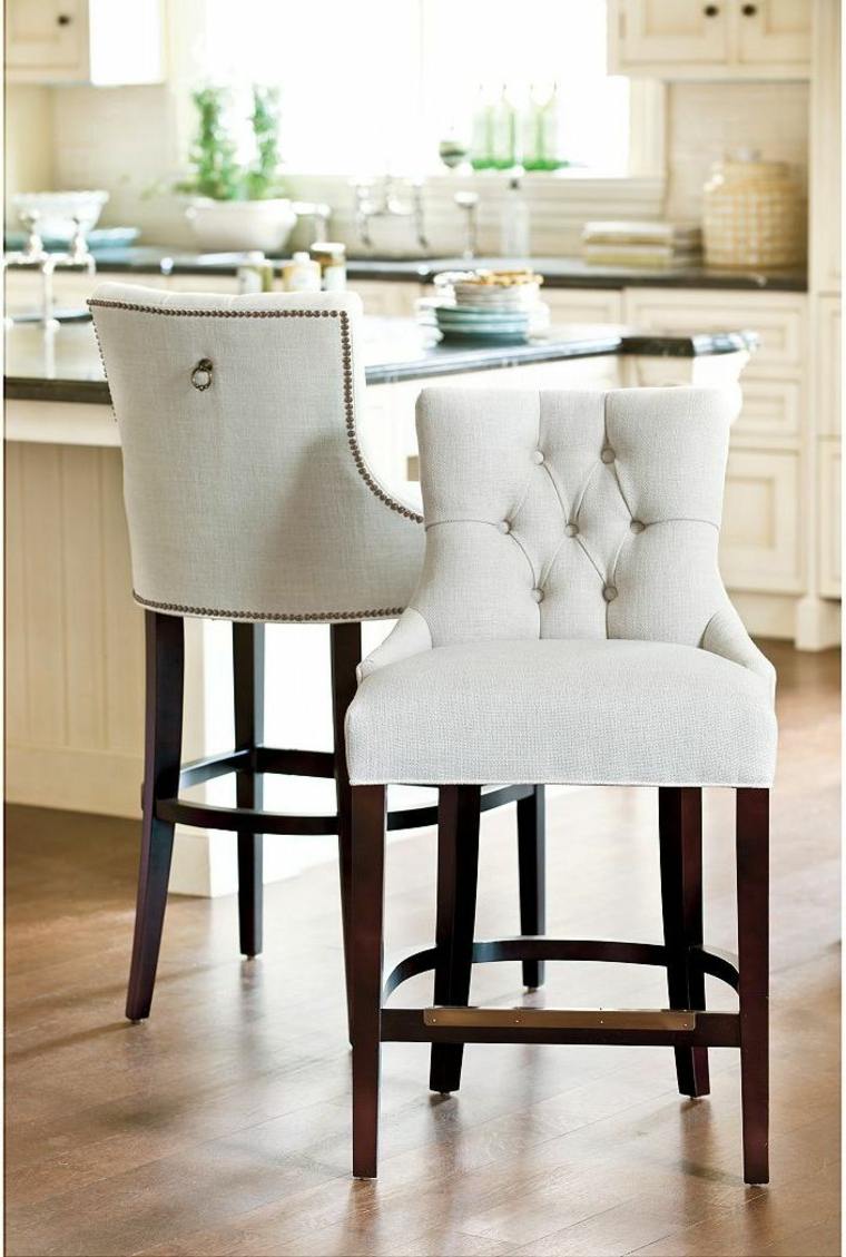 chaise blanche avec dossier bar tabouret moderne deco ilot de cuisine