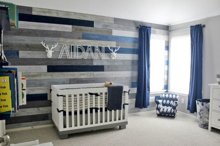 chambre bebe blanc bleu et gris photo chambre bebes garcon parement mural bois